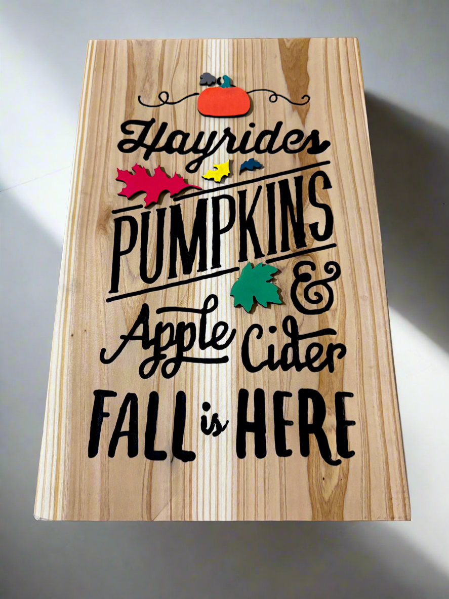 Hand Carved Sign - Fall Is Here