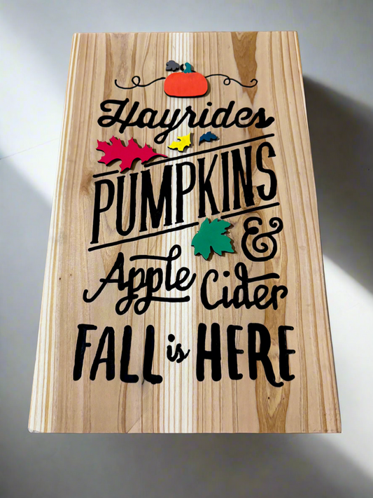 Hand Carved Sign - Fall Is Here