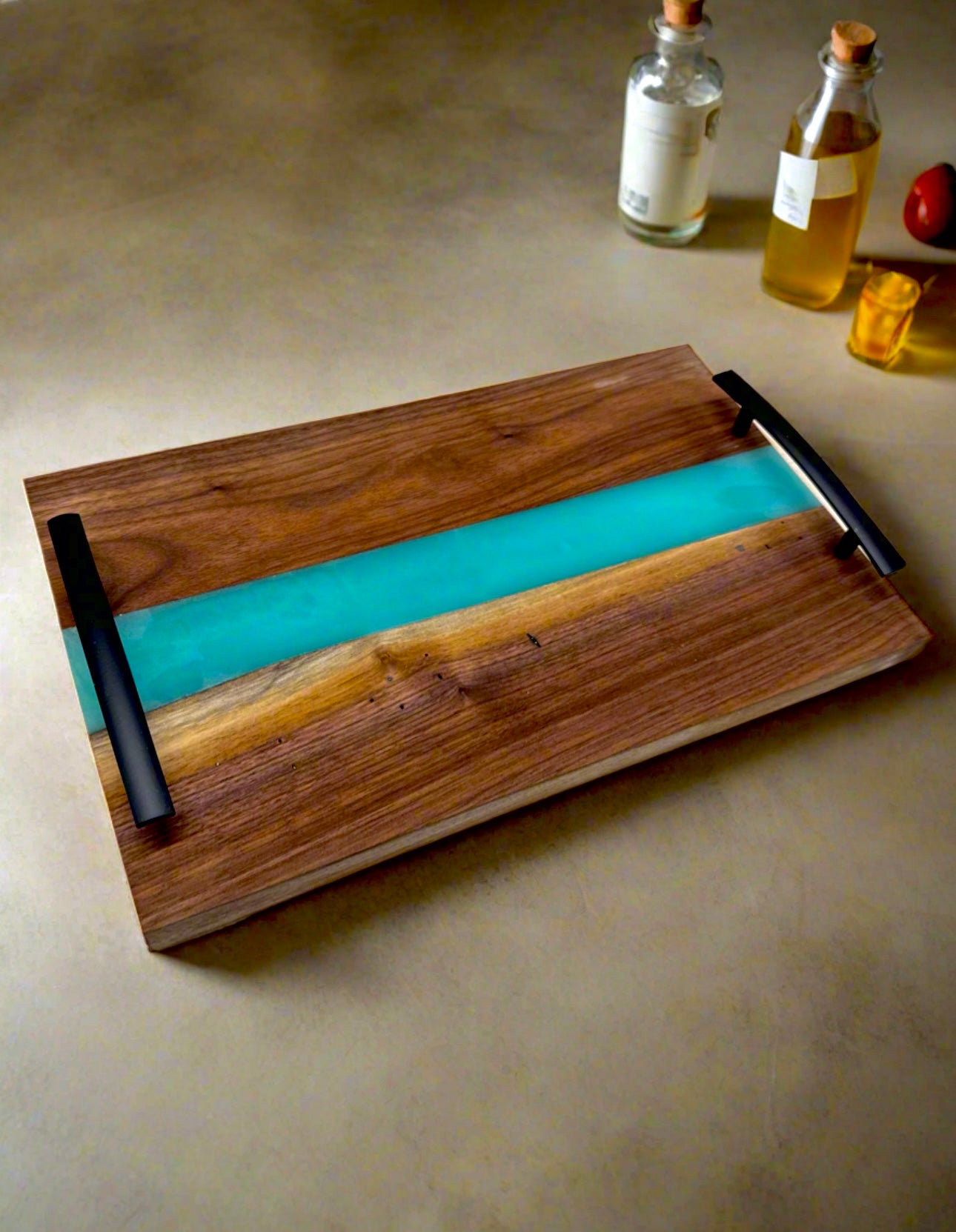 Walnut epoxy serving tray