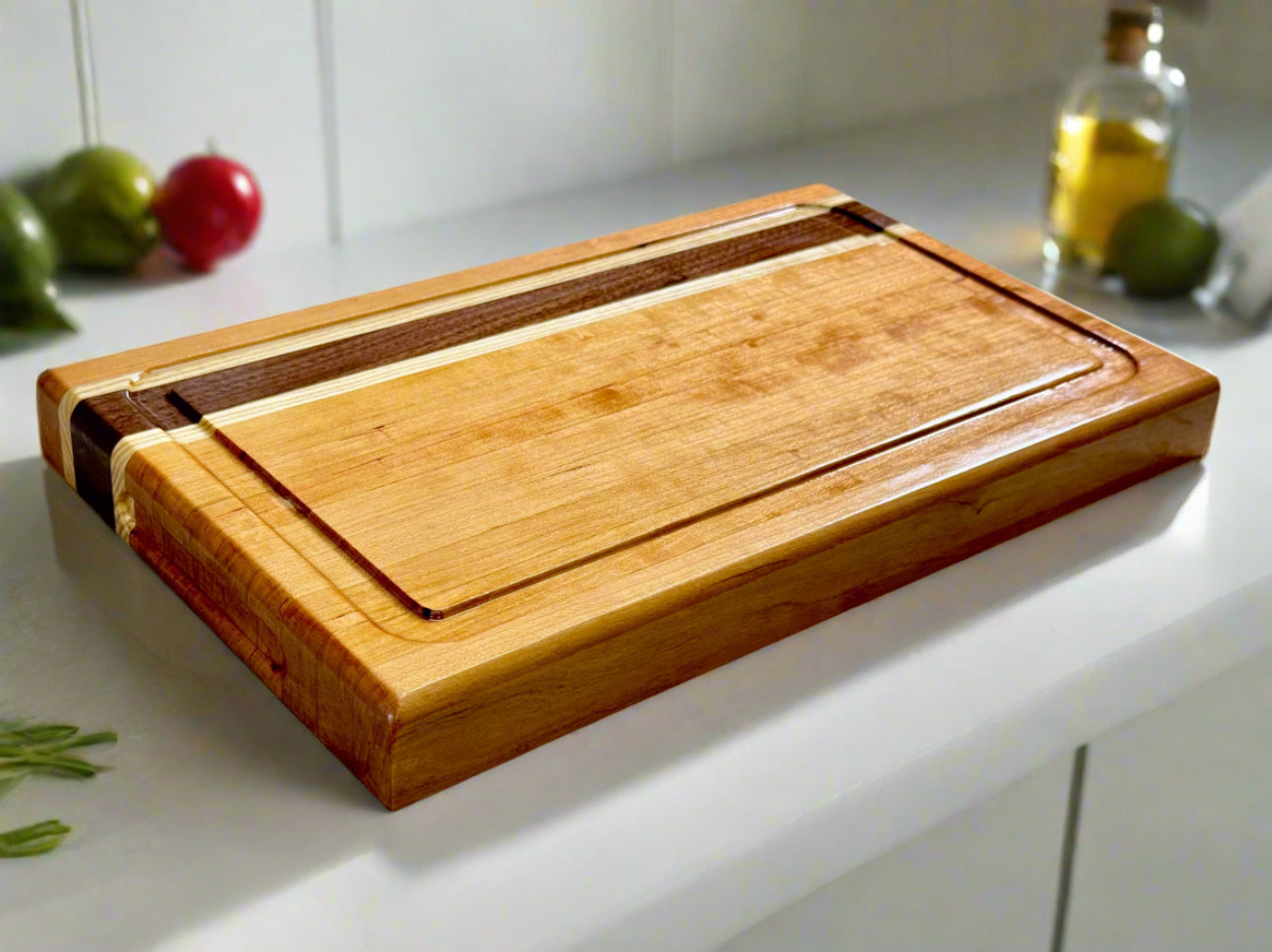 Cutting Board - Cherry with Ash and Walnut inlay.